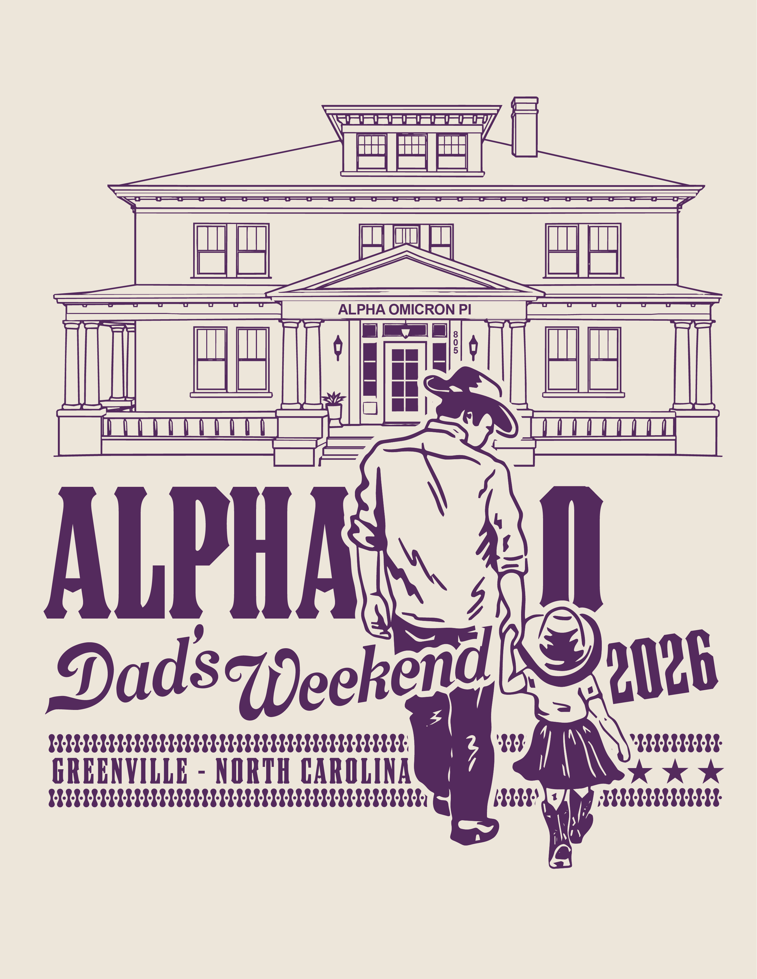 ECU AOII Dads Weekend Design Back — Alpha Omicron Pi design inspiration for dad’s weekend