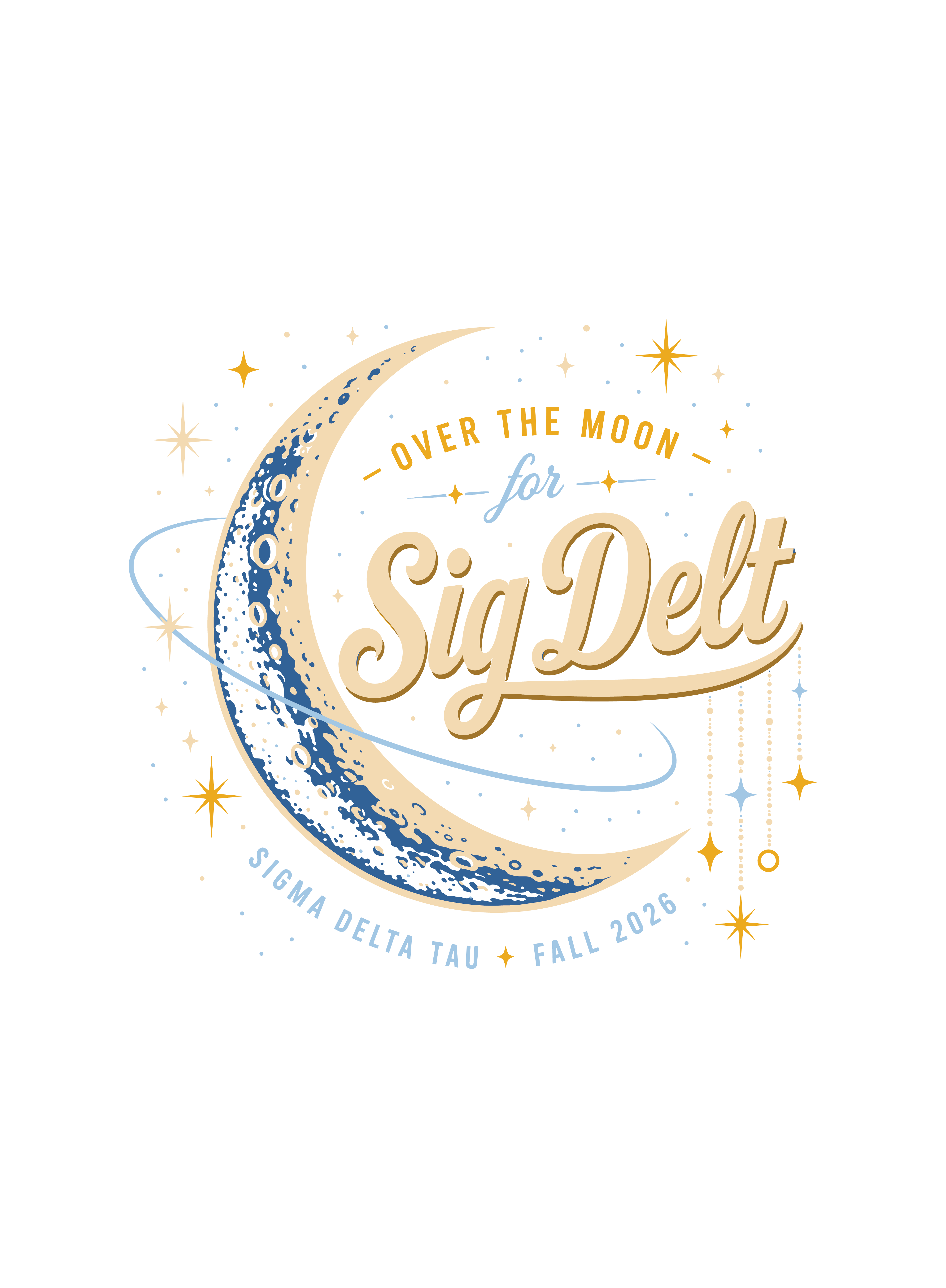 Over the Moon — Sigma Delta Tau design inspiration for bid day